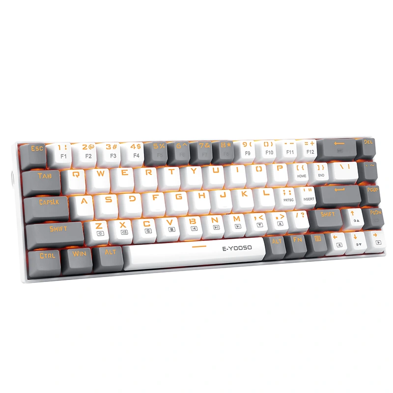 Keyboard dengan lampu latar LED berkabel Gaming mekanis 68 tombol