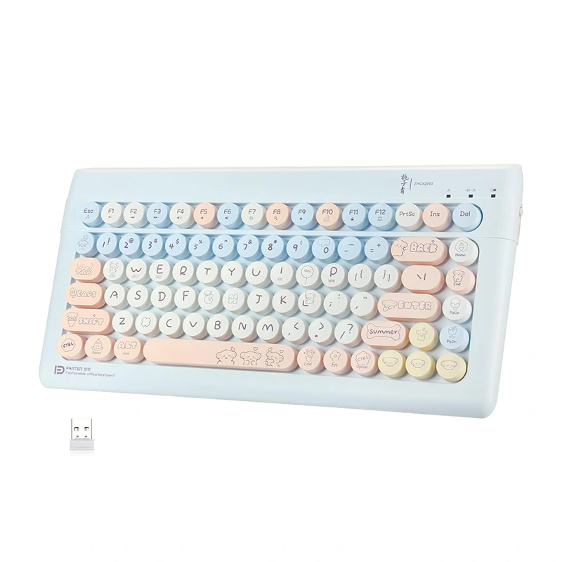 84 Tombol Keyboard Nirkabel Bluetooth dan Mesin Ketik 2.4GHz