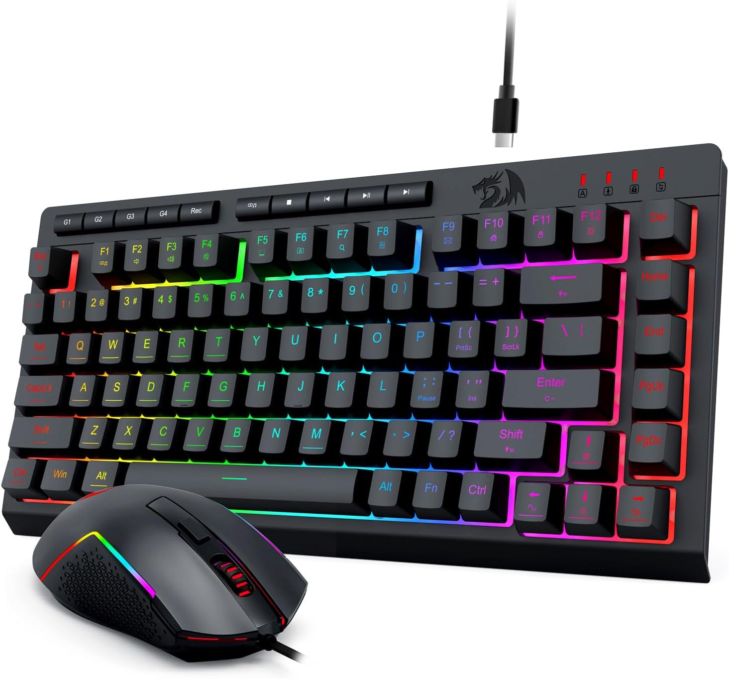 Kombo Keyboard dan Mouse Gaming Berkabel S155 RGB Backlit Hitam