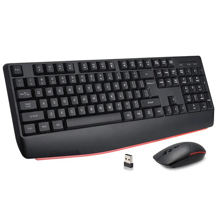 Kombinasi Keyboard dan Mouse Nirkabel 2.4G Ukuran Penuh